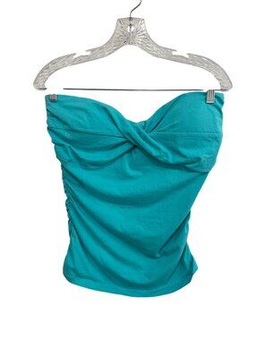 Venus Large Ruched Strapless Turquoise Top Cotton Blend Y2K Boho Chic